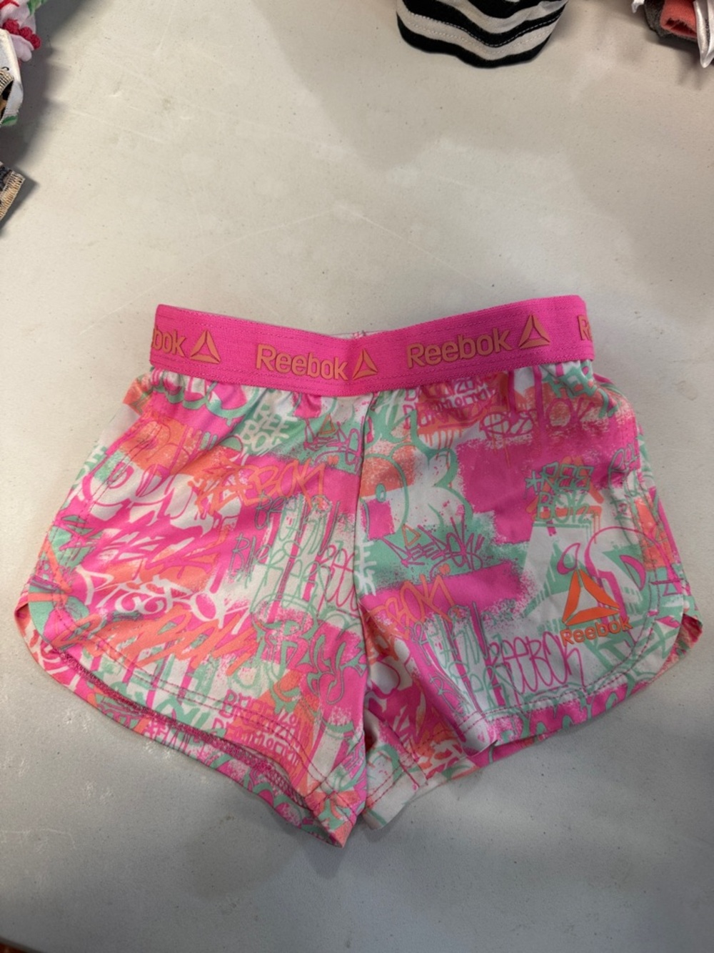 Reebok Women's Pink & Mint Graphic Athletic Shorts